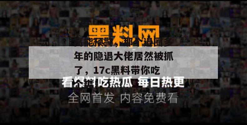 高能预警，那个退圈多年的隐退大佬居然被抓了，17c黑料带你吃个爽！  第1张
